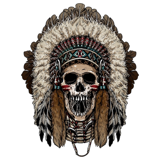 Premium Vector | Indian chief skull