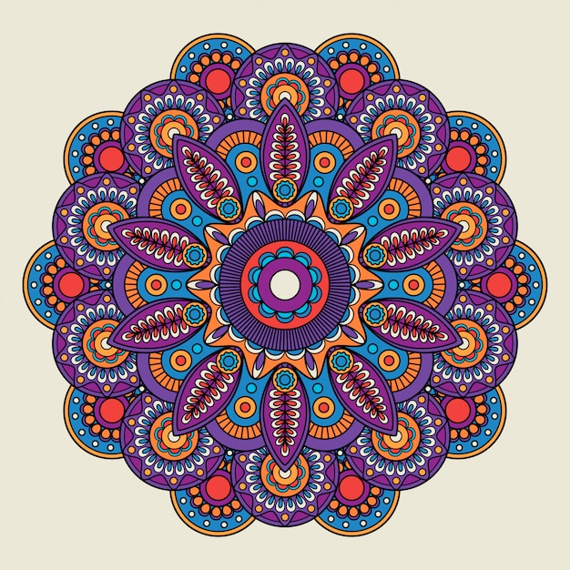 Download Indian doodle boho hippie mandala | Premium Vector