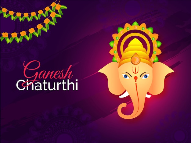 Indian festival ganesh chaturthi background. Premium Vector