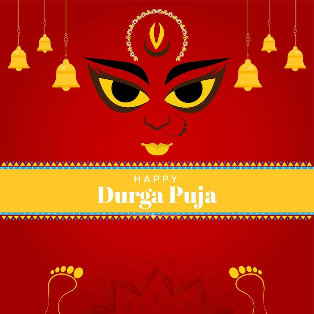 Premium Vector | Indian festival happy durga puja banner template design