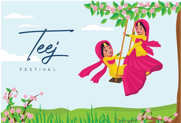 Premium Vector | Indian festival teej banner design template