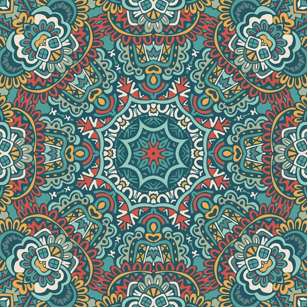 Premium Vector | Indian floral paisley medallion pattern