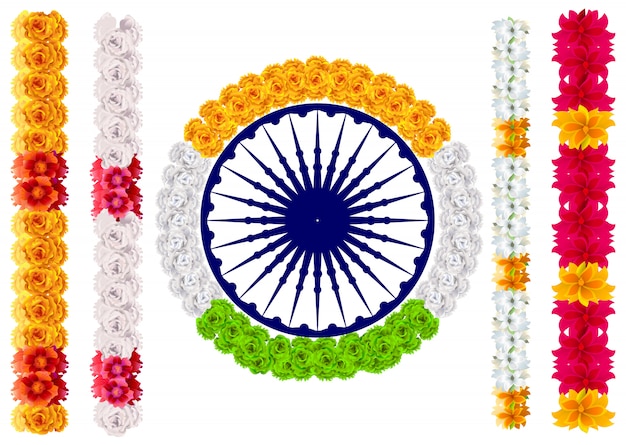 Download Indian flower garland mala. india flag and ashoka chakra ...