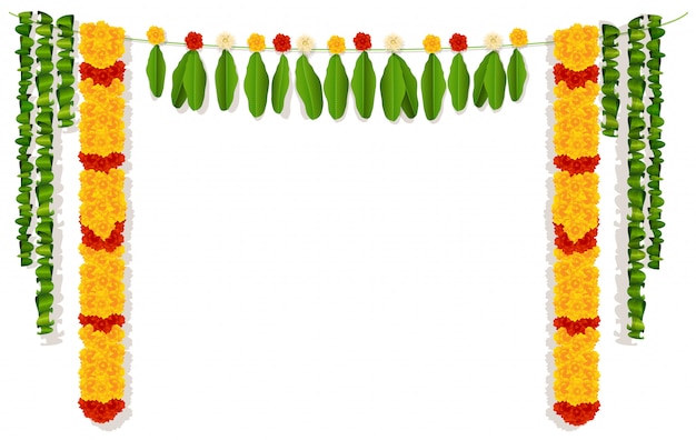 Indian garland of flowers and leaves. Vector | Premium Download