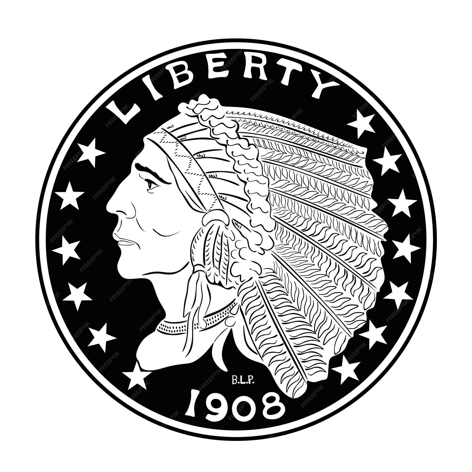 premium-vector-indian-gold-coin-liberty-america