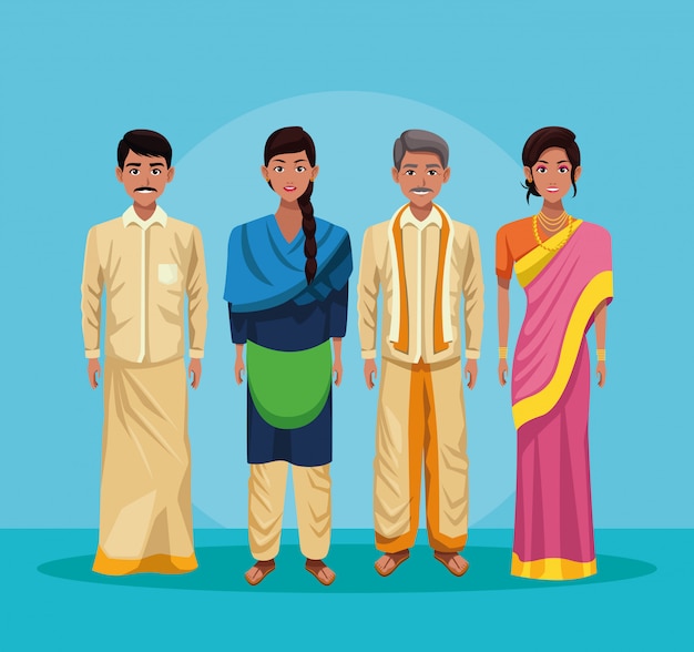 Free Vector | Indian group of india cartoon