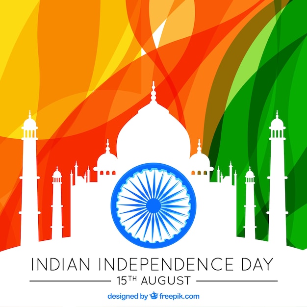 Free Vector | Indian independence day background with taj mahal silhouette