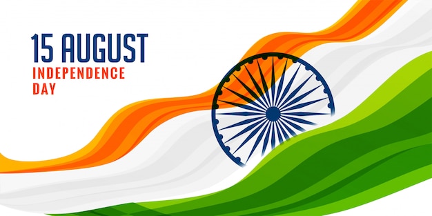 Download Indian independence day with wavy flag Vector | Free Download