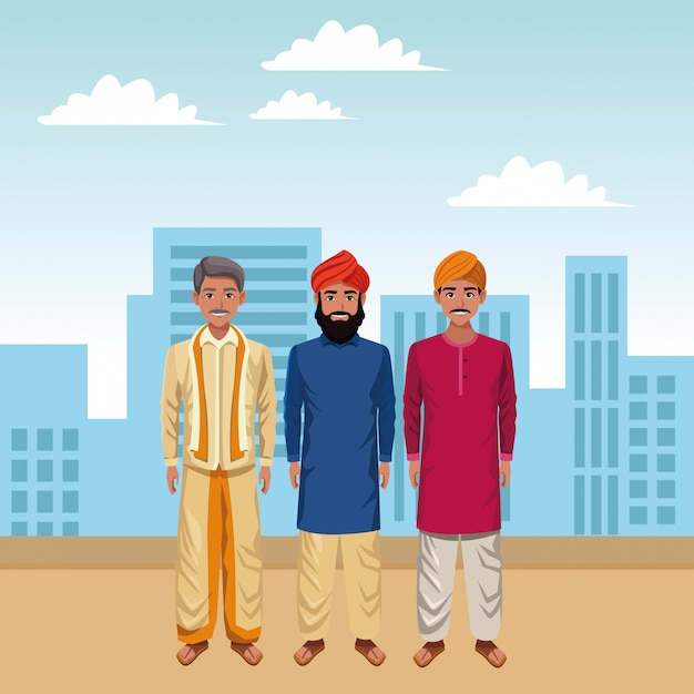 Premium Vector | Indian men avatar cartoon character