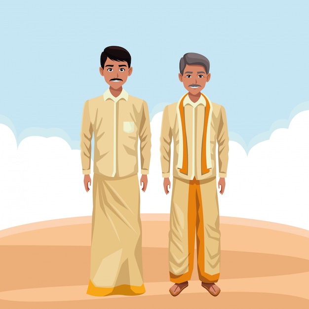 Premium Vector | Indian men avatar cartoon character