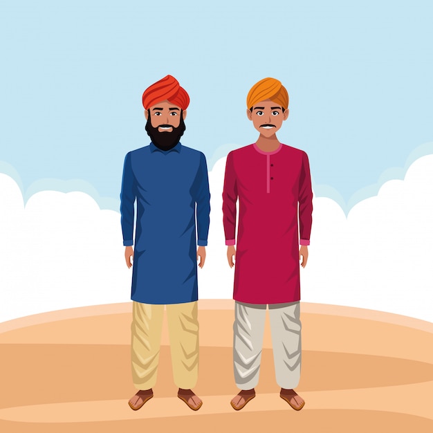 Premium Vector | Indian men avatar cartoon character