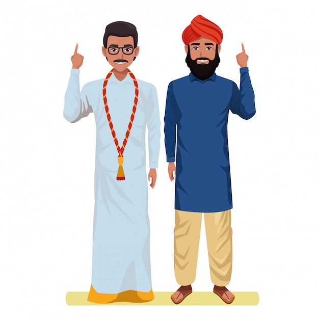 Indian men avatar cartoon character Vector | Premium Download