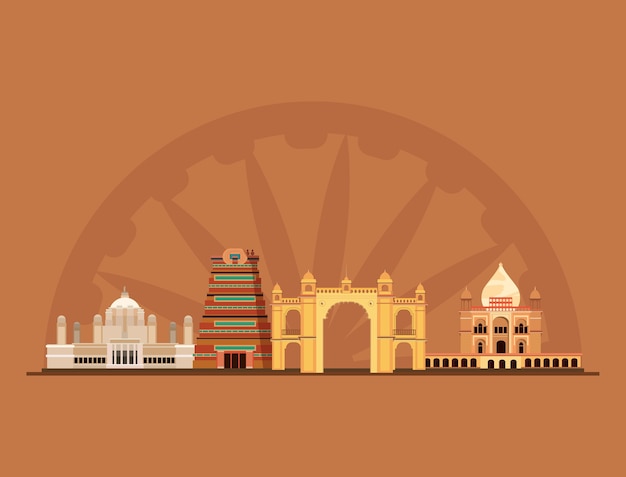Indian monuments | Premium Vector
