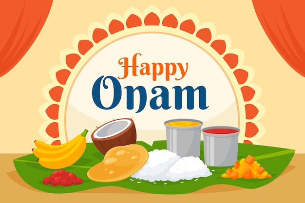 Free Vector Indian Onam Celebration Illustration