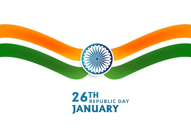 Indian republic day 26 january with flag wave | Free Vector