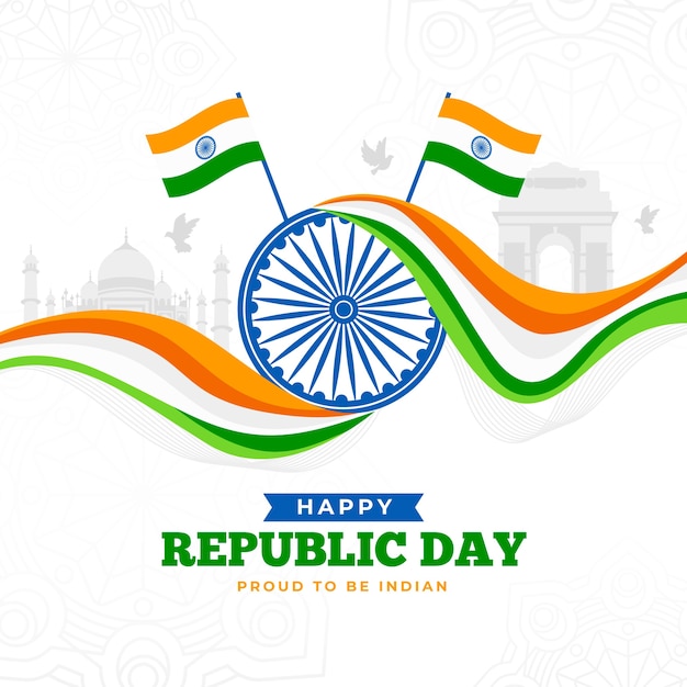Indian republic day in flat design Premium Vector