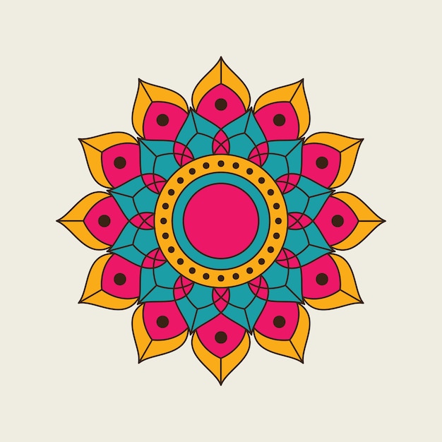 Download Indian round colored mandala design | Premium Vector