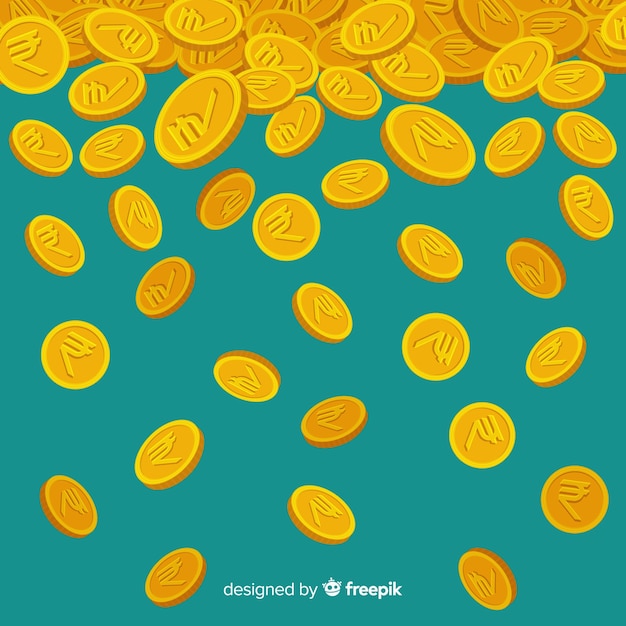 Free Vector | Indian rupee coins falling background