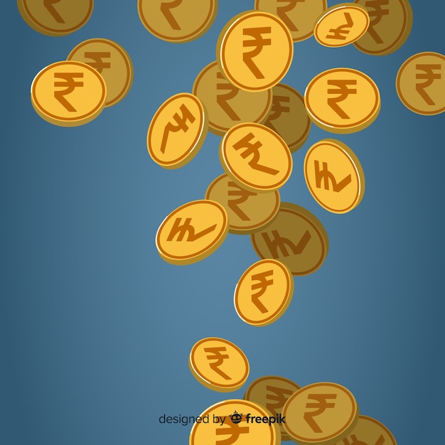 Free Vector Indian Rupee Coins Falling Background 7559