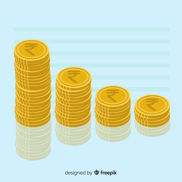 Free Vector | Indian rupee gold coin stack