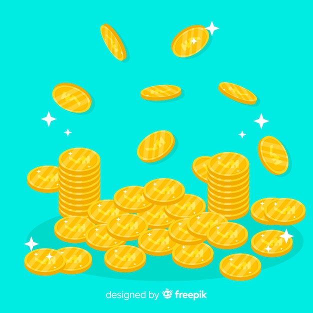 Indian rupee gold coin stack | Free Vector