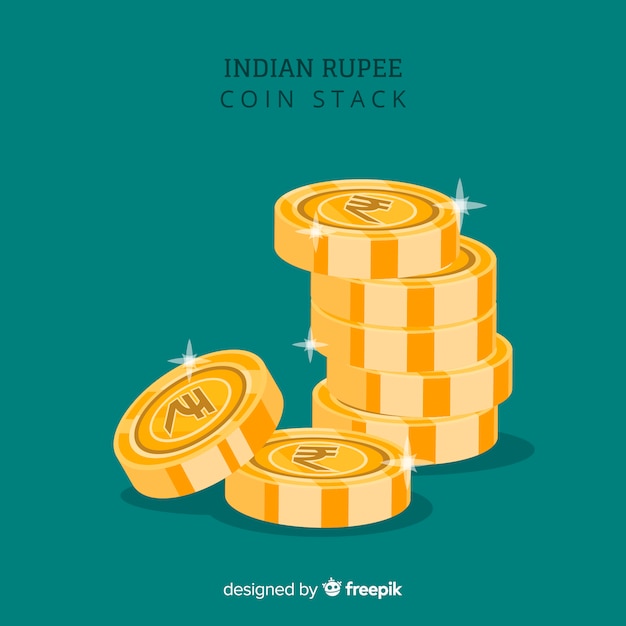 Indian rupee gold coin stack | Free Vector