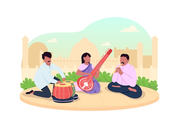 Premium Vector Indian traditional music 2d web banner poster Premium Vector Indian traditional music 2d web banner poster