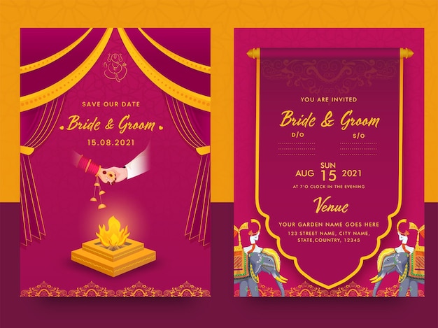 Indian Wedding Card Template, Indian Wedding Fire Pit