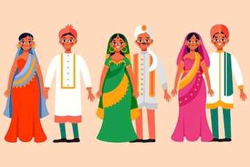 Free Vector | Indian wedding character collection