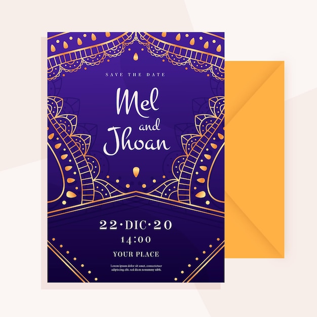 Free Vector Indian wedding invitation template