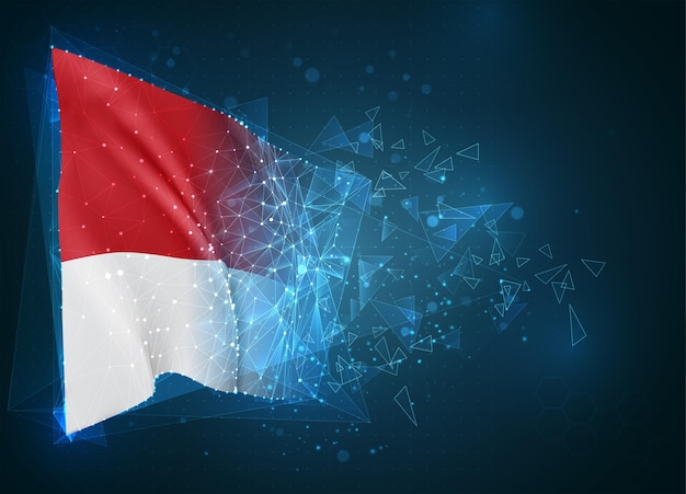 Premium Vector Indonesia Flag Virtual Abstract 3d Object From Triangular Polygons On A Blue Background