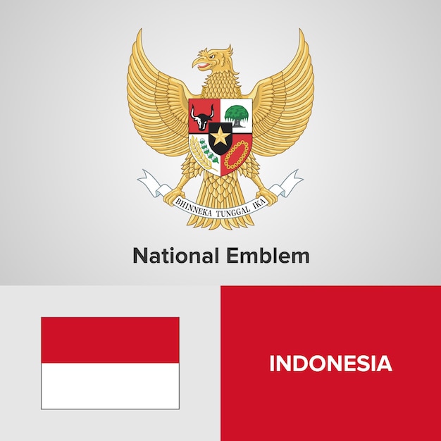 Premium Vector Indonesia National Emblem And Flag
