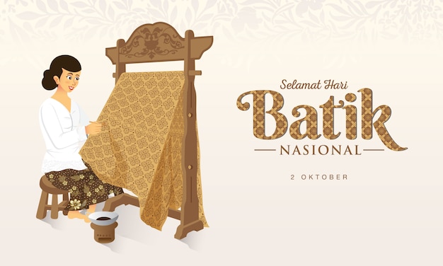 インドネシアの休日バティックデーのイラスト プレミアムベクター