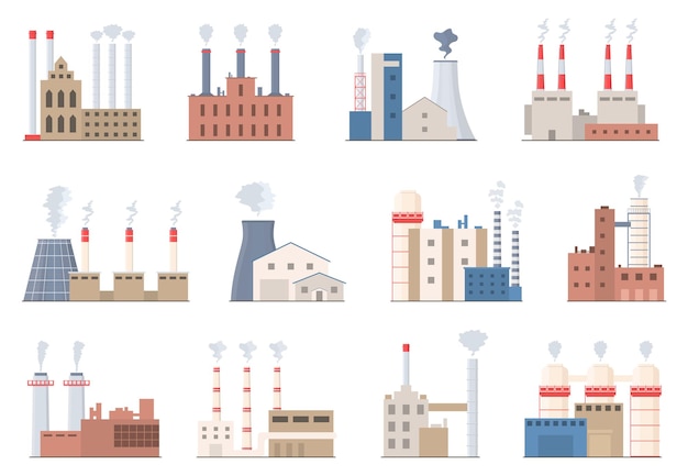 Premium Vector | Industrial building. factory chimney with smoke ...