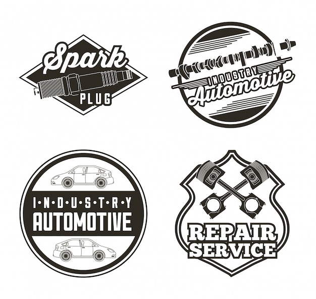 Free Vector | Industry automotive auto service labels