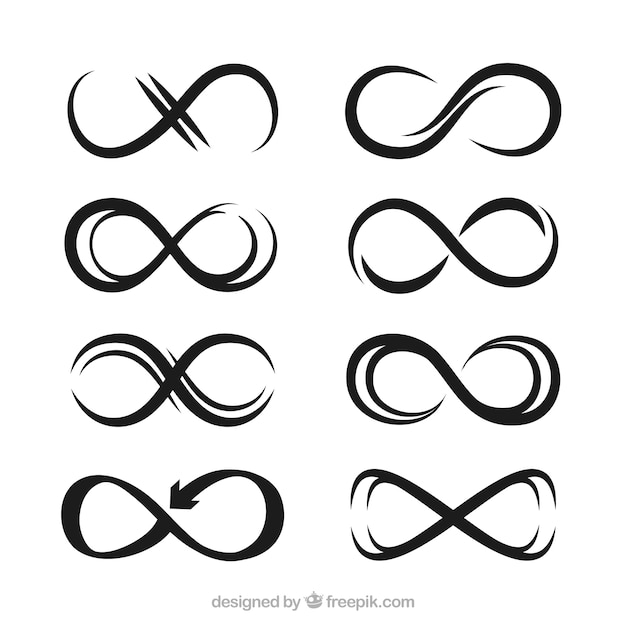 Infinite symbol in black color collection Vector | Free Download