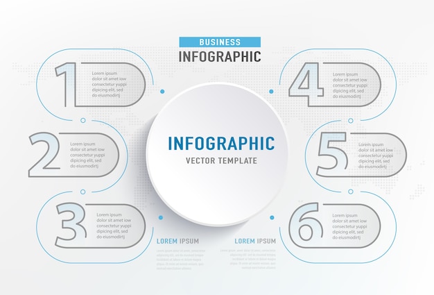 Infograph 6 step element. circle graphic chart diagram, business graph design. Free Vector