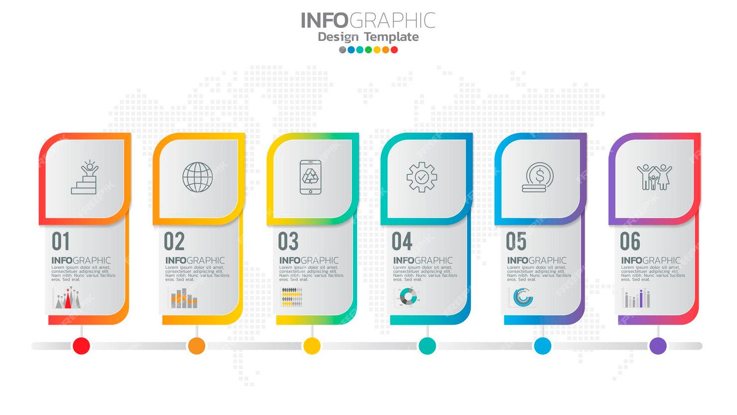 Premium Vector | Infograph 6 steps element with number and chart ...