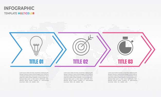 Infographic arrow thin line 3 options. Premium Vector