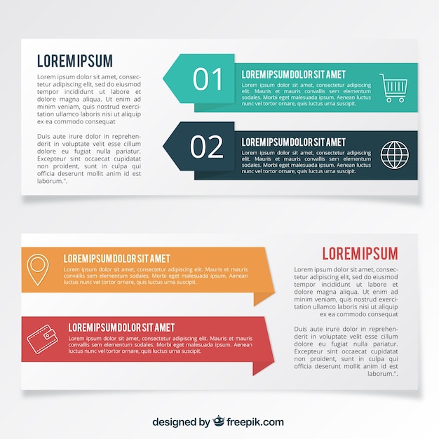 Free Vector Infographic Banners With Colored Shapes 7159