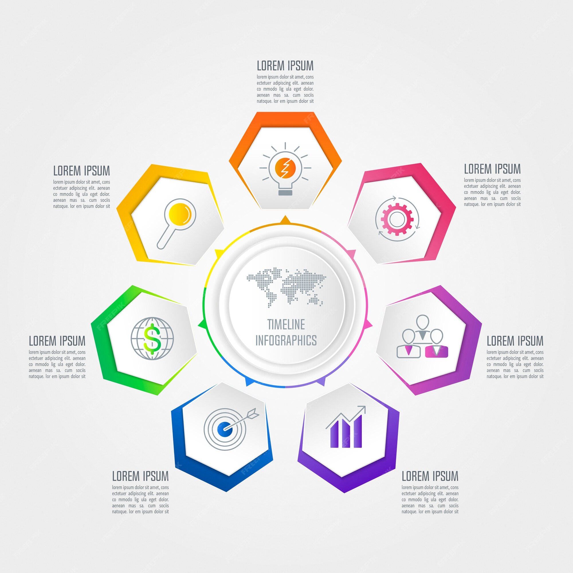 7 옵션 Infographic 디자인 사업 개념입니다 프리미엄 벡터