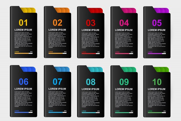 Infographic design template for business 10 step Premium Vector