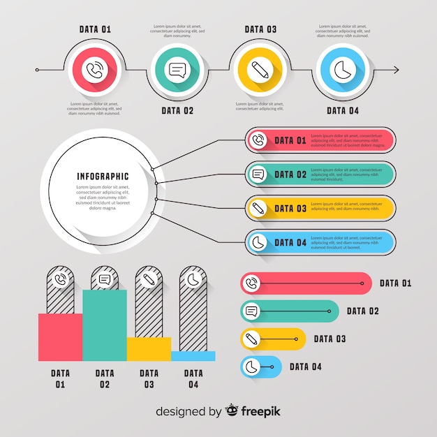 Infographic element collection flat design Free Vector