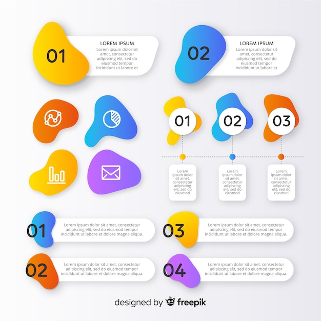 Infographic element collection in gradient style Free Vector