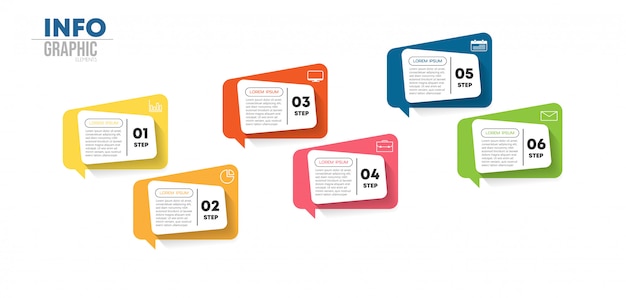 Infographic element with icons and 6 options or steps. Premium Vector