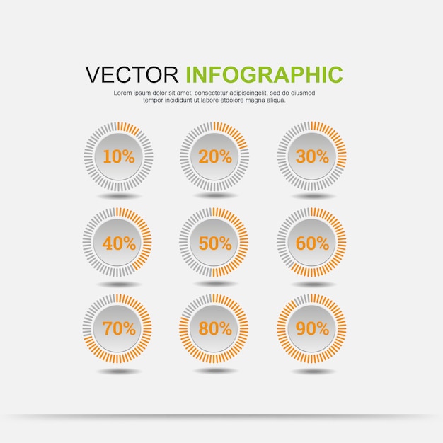 Infographic elements chart circle with indication of percentages Premium Vector