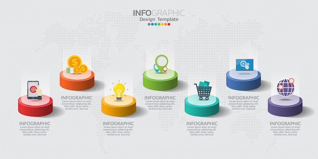Infographic elements for content with icons. Premium Vector