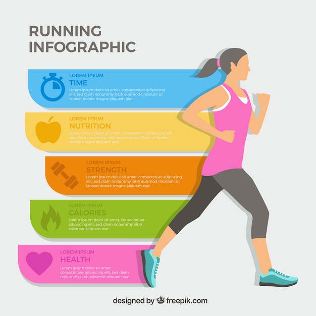 Free Vector | Infographic of girl running