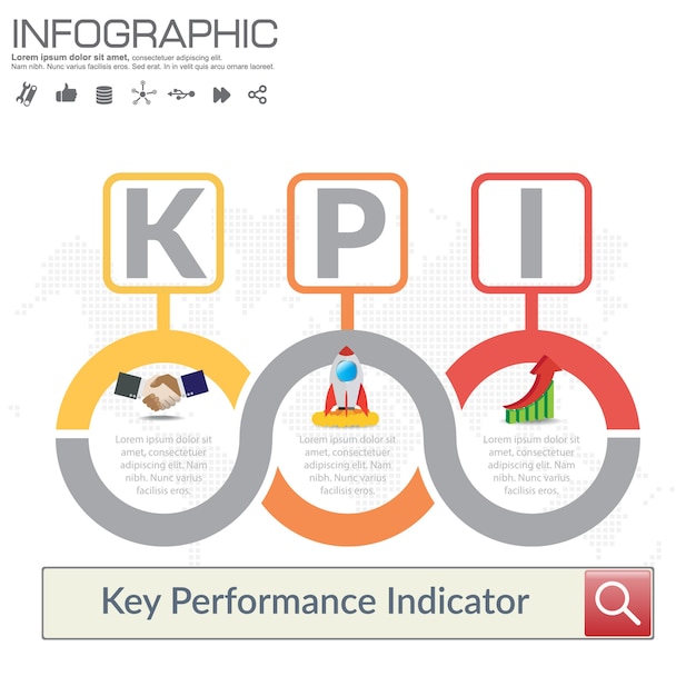 Premium Vector | Infographic kpi concept with marketing icons.