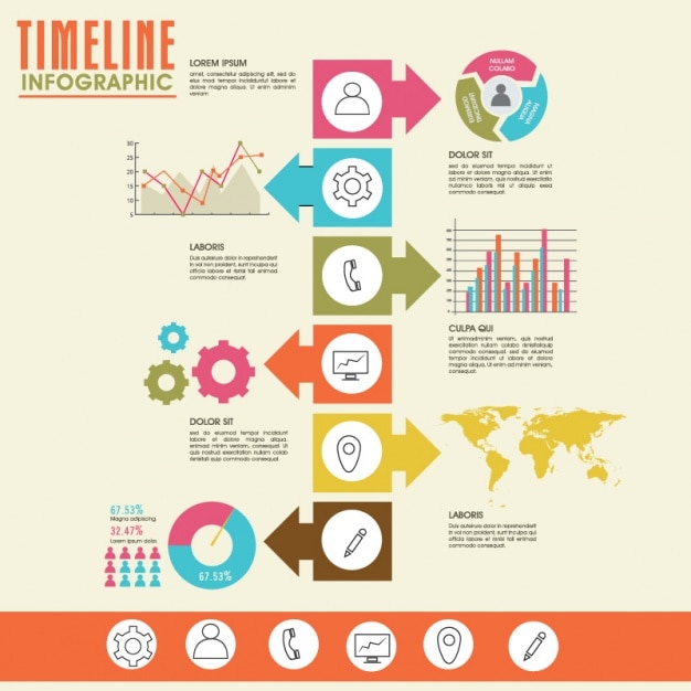 Infographic of geometric timeline with colors Vector | Premium Download